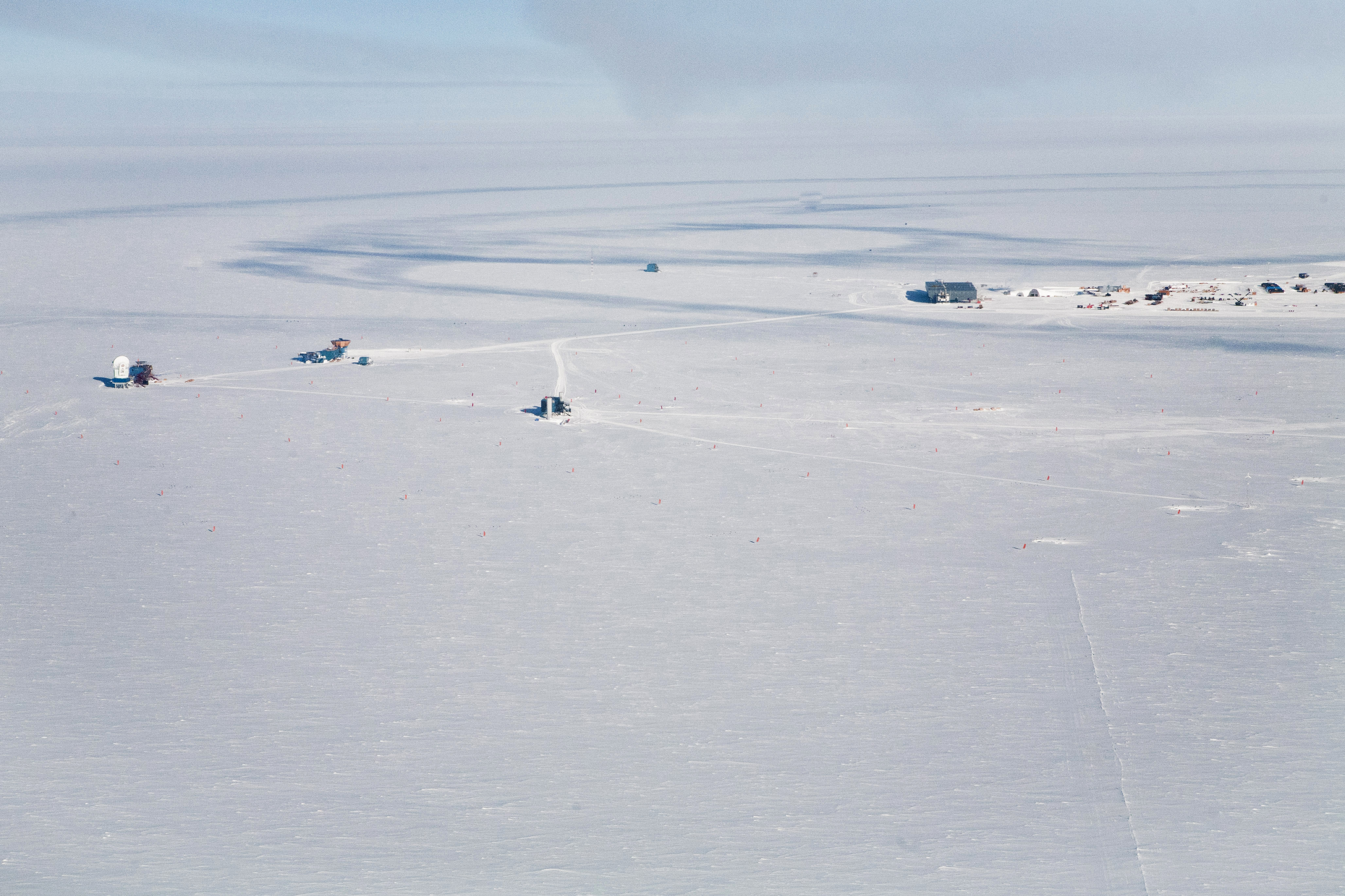 Buildings on snow.