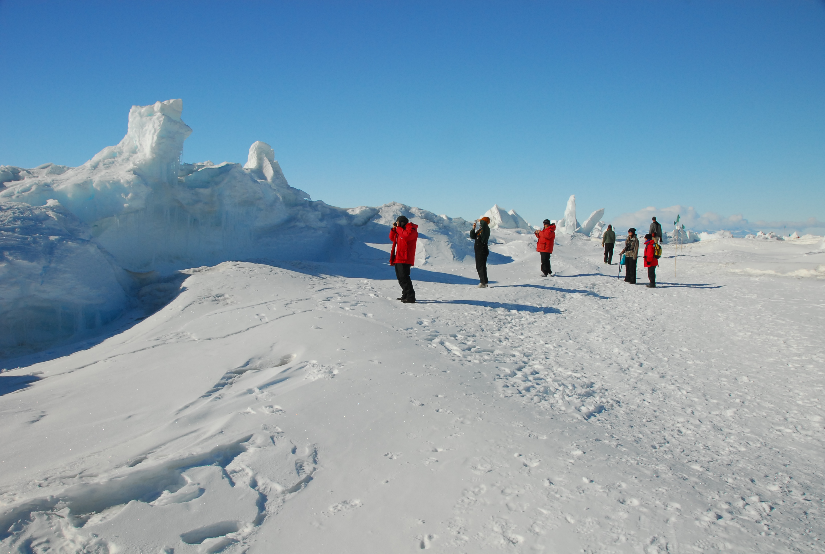 Uplifted chunks of ice.