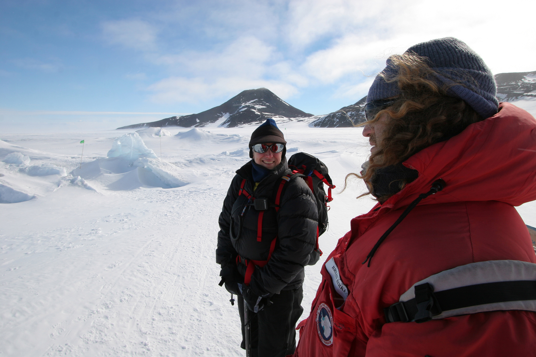 People standing on ice and snow