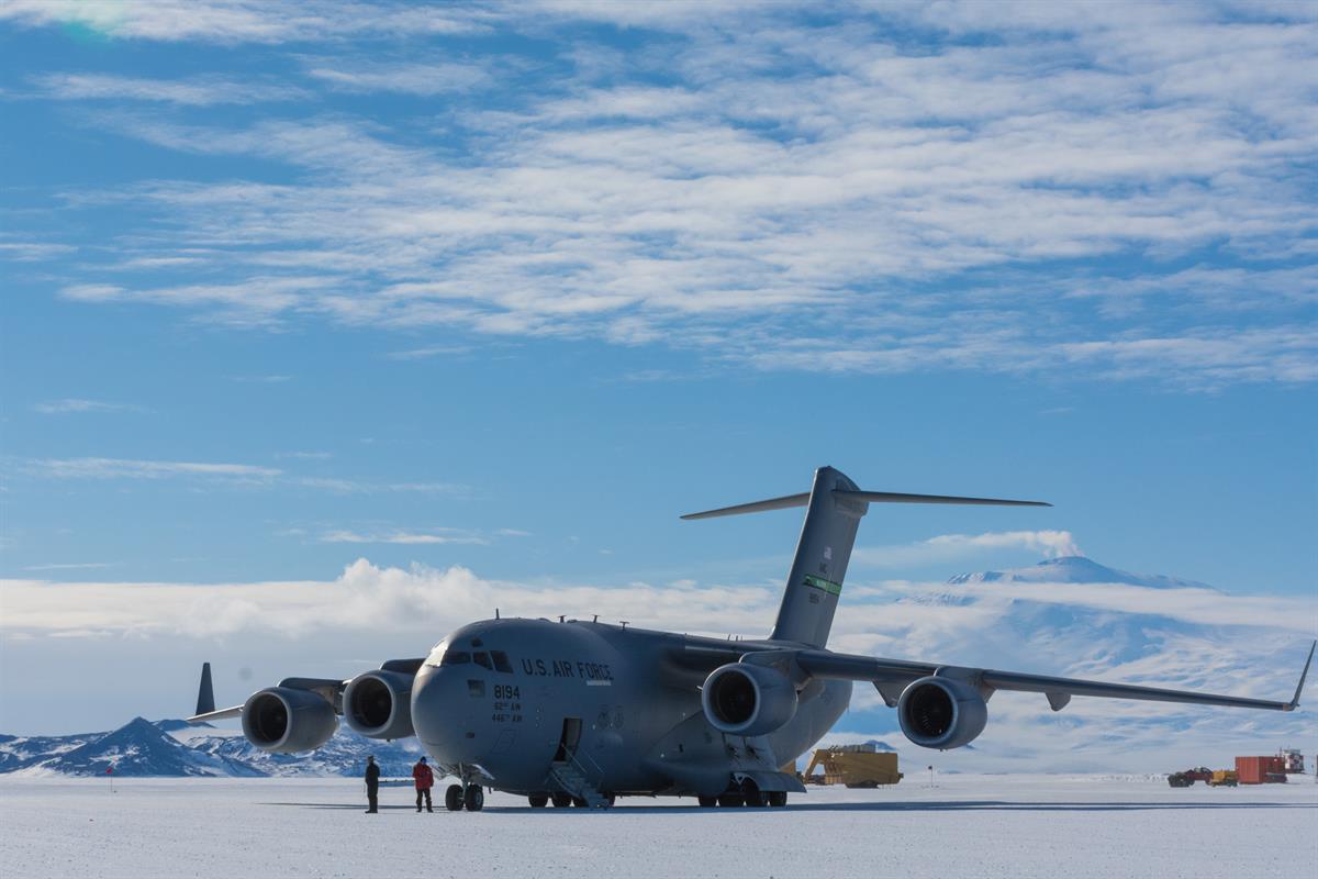 Antarctic Photo Library - Photo Details - Phoenix_C17_Parked_Erebus.jpg