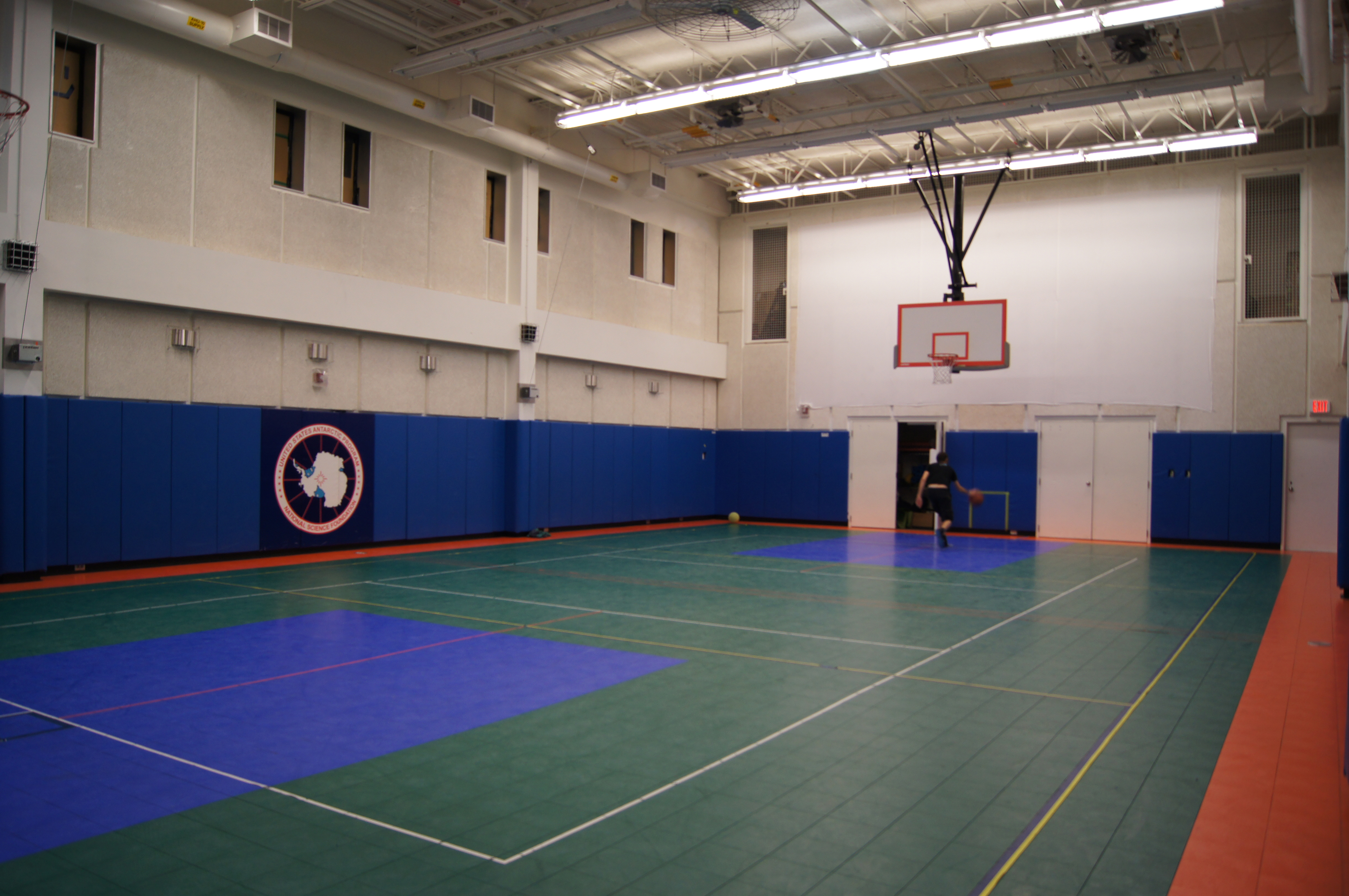 Inside a gymnasium.