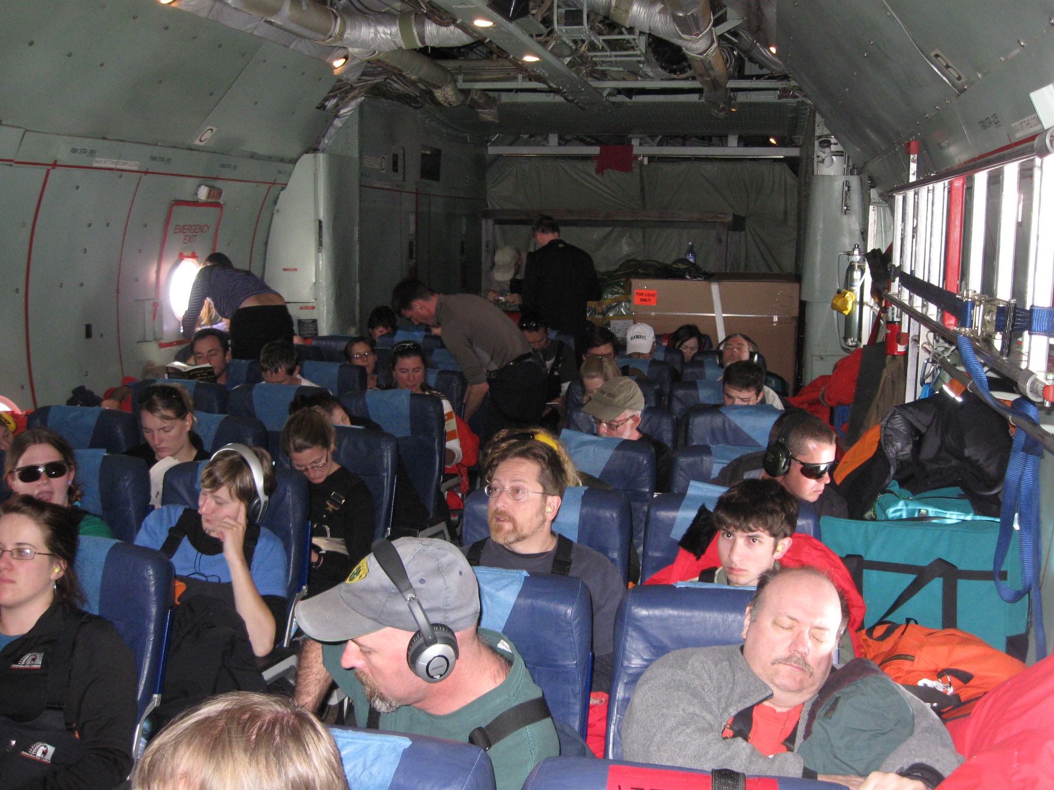 Inside an airplane.