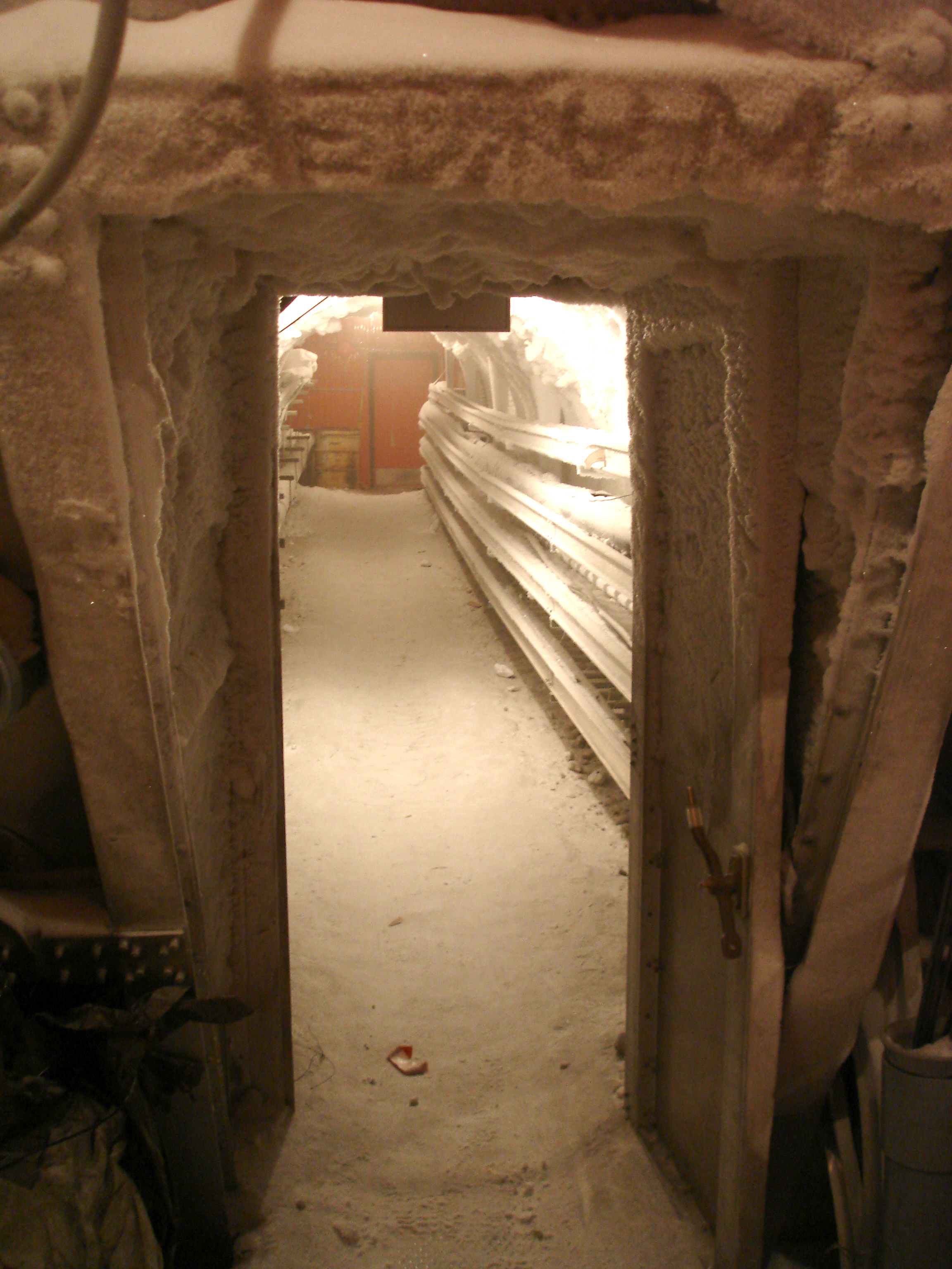 Under a frost covered arch.