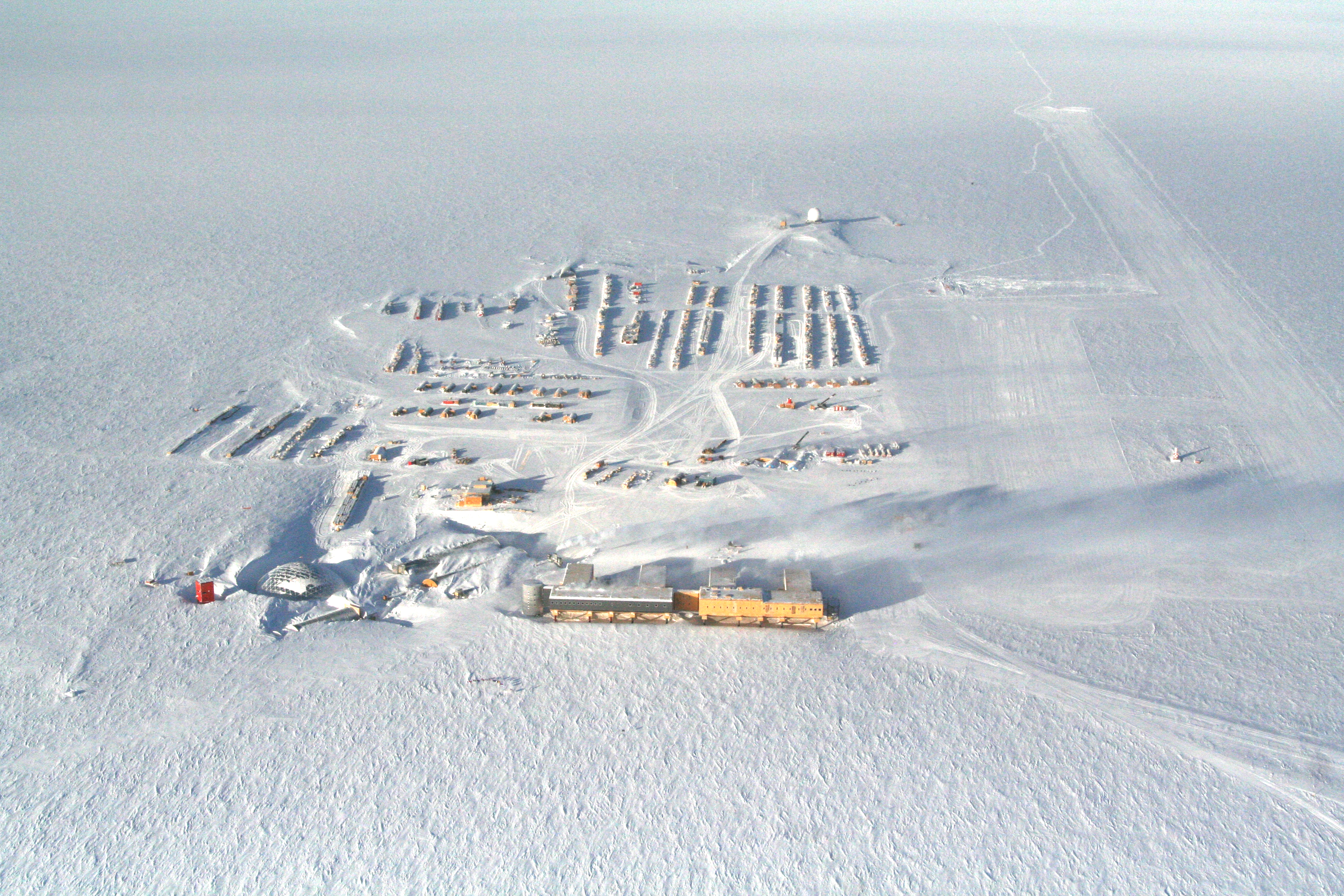 Buildings on snow.