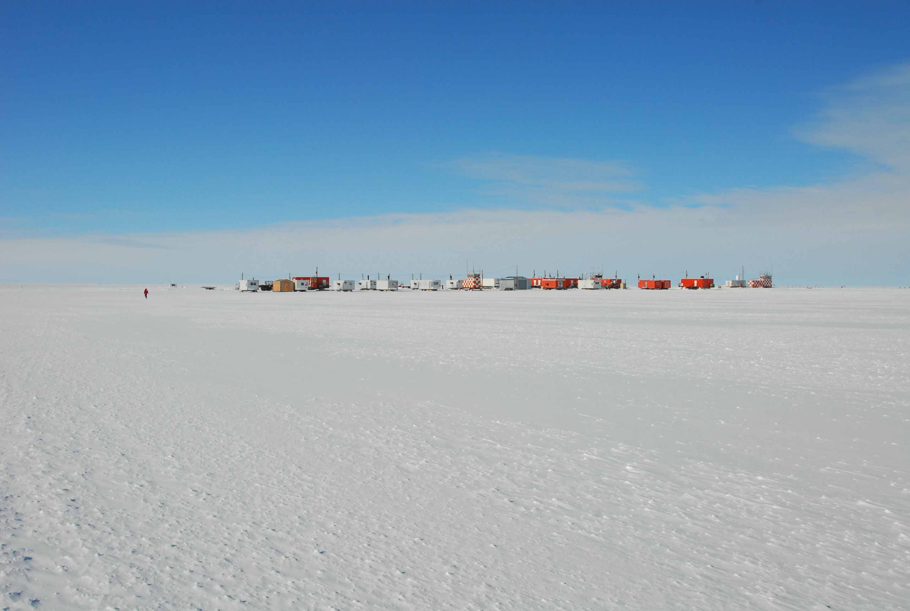 Buildings on snow.