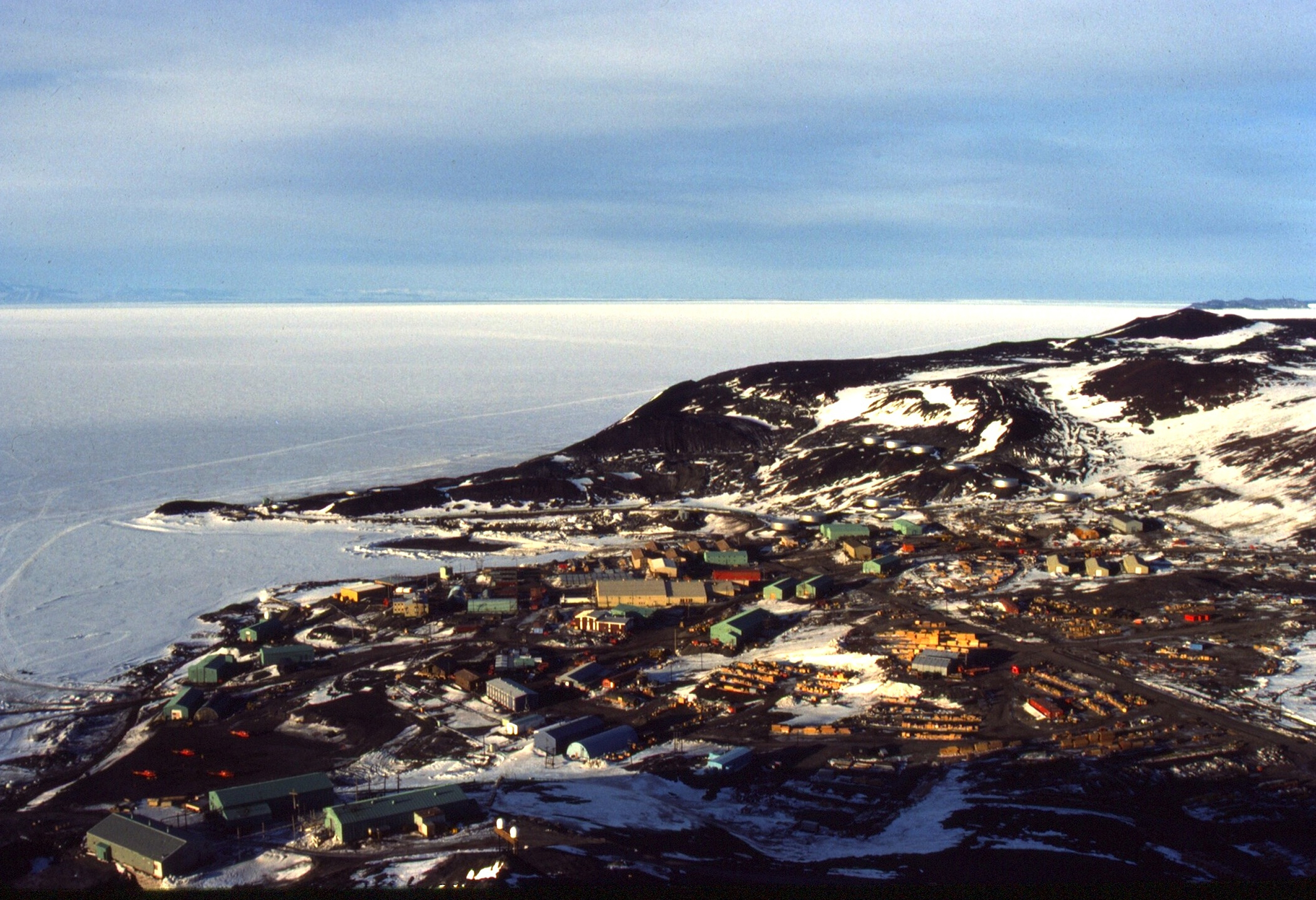 A town along a coastline.