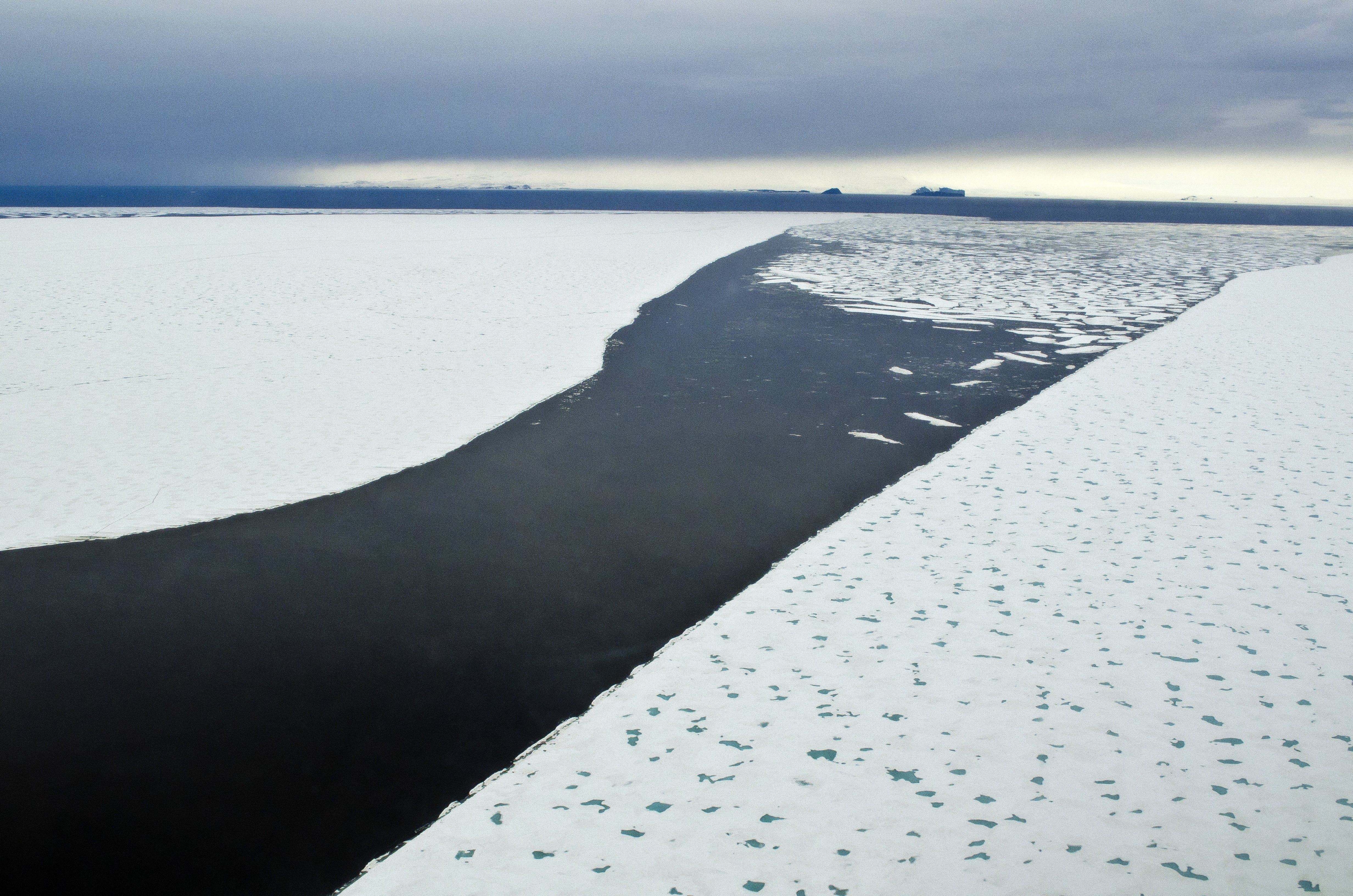 Channel of water in ice.